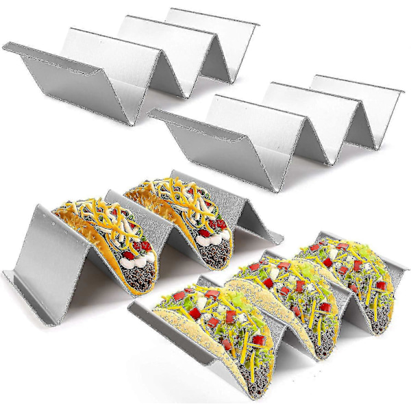 4-pack Tacohållare i Rostfritt Stål - Tacoställ, Rack, Brickmodell