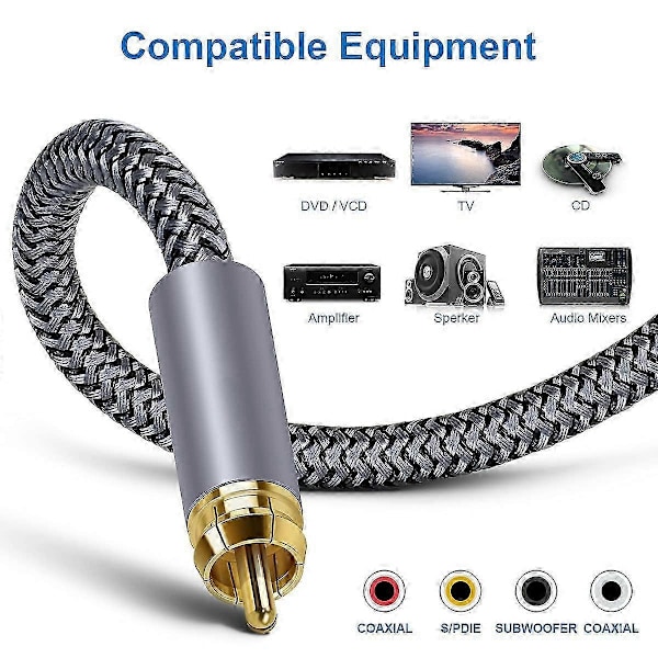 Type A 15m RCA til RCA Han til Han Digital Audio Coaxial Kabel Ren Kobber SPDIF Coaxial Kabel