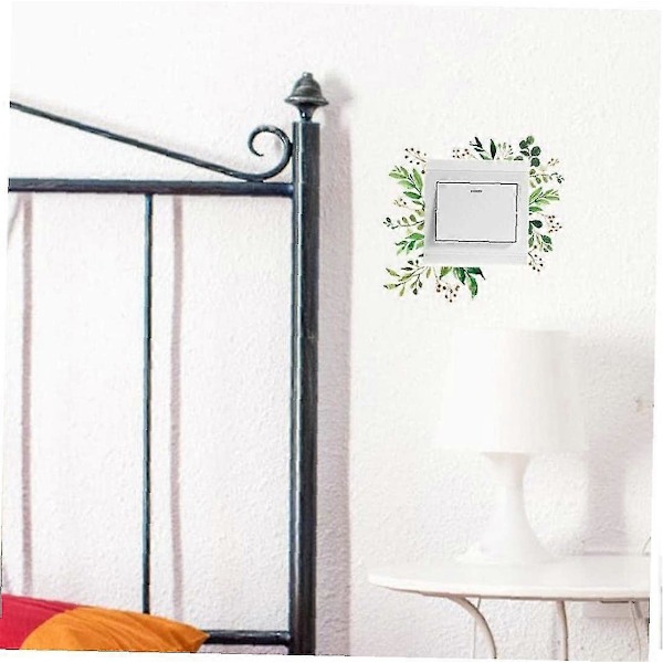 Grønt blad lysbryter klistremerke 2 stk avtakbare plante lysbryter dekor dekaler DIY veggkunst klistremerker