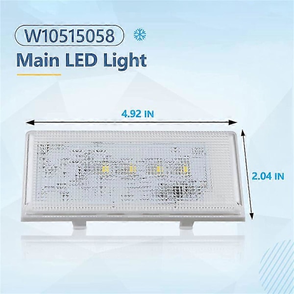 Uusi päivitetty W10515058 LED-valo yhteensopiva Whirlpool/Kenmore/Maytag-jääkaappipakastimien kanssa