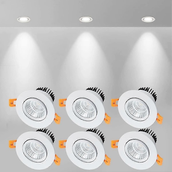 3x LED downlights, 9W, kold hvid 6000K, AC220-240V, Ra90, udskæring 90-100mm (sort)