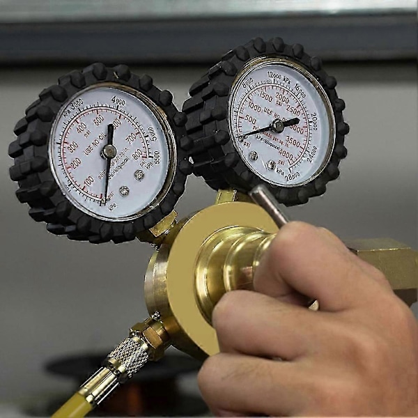 Velegnet til nitrogenregulator + slange, 0-800 PSI og 0-4000 PSI udgangstryk, CGA580 indgangstilslutning og 1/4in han flare fitting - FO SHAN RAN WANG
