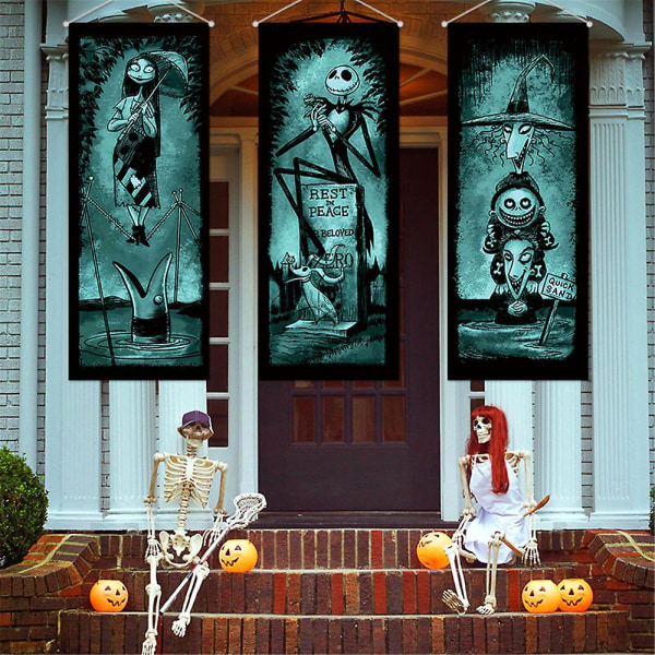 Halloween fest rekvisita Mardrömmen före jul hängande banner bakgrund heminredning presenter style 2