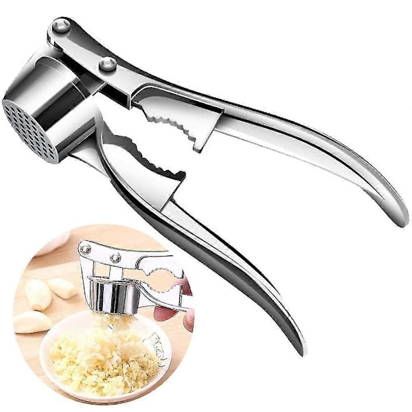 Hvidløgspresser i rustfrit stål, Hvidløgspresser, Hvidløgsskærer Hvidløgsknuser, Praktisk hvidløgspresser, Tåler opvaskemaskine, Robust, Handy og nem at rengøre