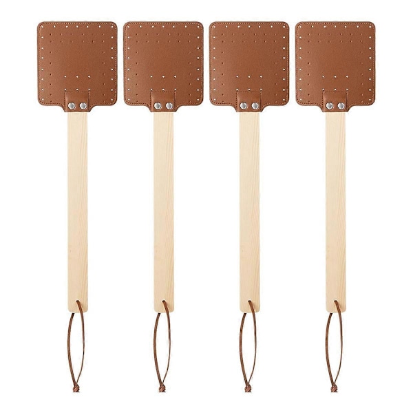 4 Stycken 43,9 cm Flugsmälla Läder Flugsmälla Lång Flugsmälla Manuell Flugsmälla Trähandtag B