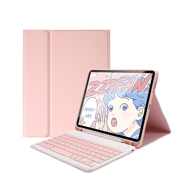 Etui til Ipad Pro2020/21 (11 tommer) - Slankt beskyttende etui med Apple Pencil holder og trådløst aftageligt tastatur (Pink)