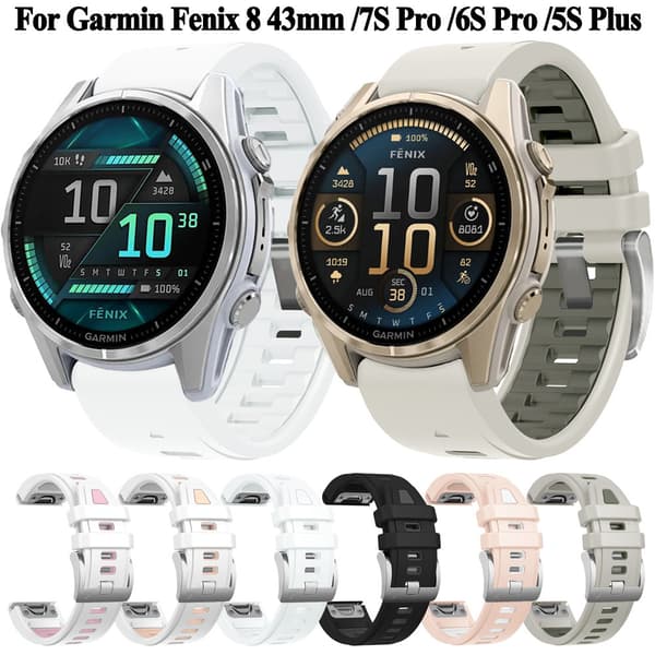 Garmin Fenix ​​5S Plus 6S Pro Erstatningsrem, 20mm Silikon Smart Rem (YJD)
