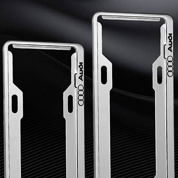 Två Bilar Kolfiber Aluminiumlegering Nummerplåtsram - [Jaguar / Nummerplåtsram / Blå Kort Special] - Sandblästrad Silver