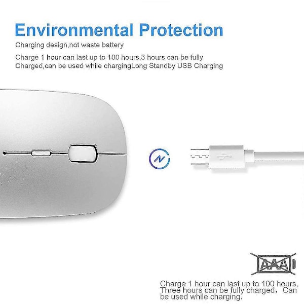 Bluetooth Mus Kompatibel Med Laptop/ipad/iphone/mac(ios13.1.2 Og Nyere) / Android Pc/computer, Genopladelig Lydløs Mini Trådløs Mus Til Wind