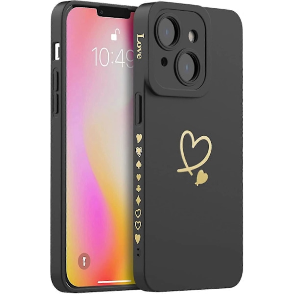 Iphone 14 Plus Skal Silikon Hjärta Sida 6.7 Tum, Svart