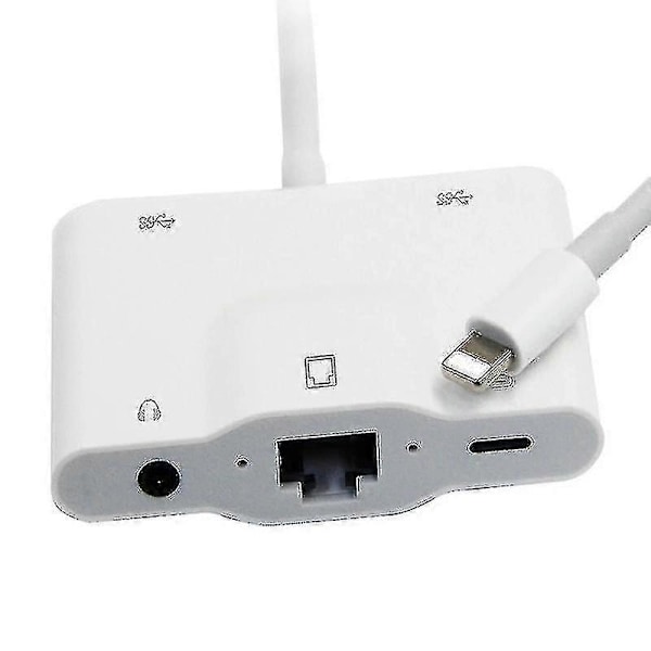 Lightning til Rj45 Ethernet Lan Kablet Netværksadapter 5 I 1 Usb Otg Lan Rj45 Ethernet 3.5mm Høj Hastigheds Konverter