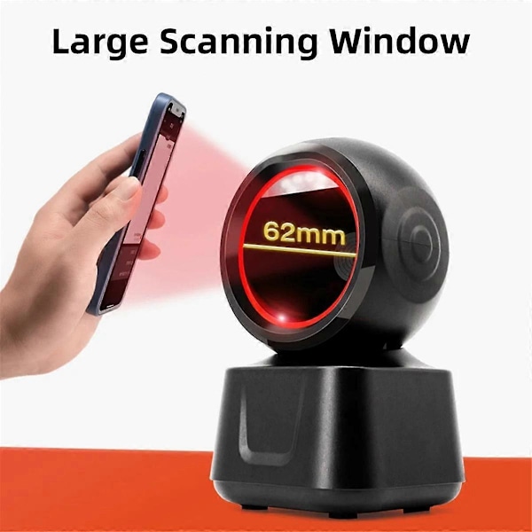 1D 2D QR Kablet Stregkodescanner Automatisk Sensorlæser USB Desktop Stregkodelæser