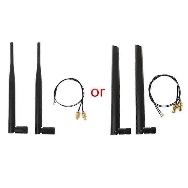 2x 6dBi 24GHz 5GHz Dobbelt bånd WiFi Router Netværkskort RP-SMA Antenne 2 x Ufl IPEX Kabel N8S5