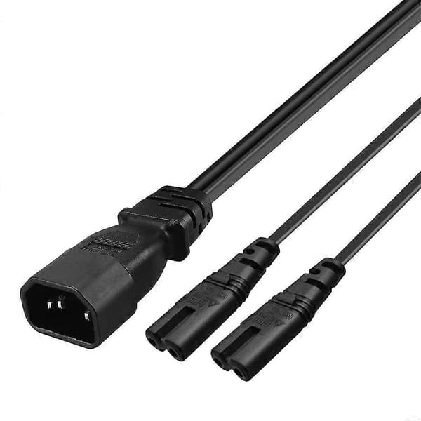 Y-splitter Adapterkabel IEC320 C14 Stik 3-Pin Han til C7+C7 Hun Strømkabel