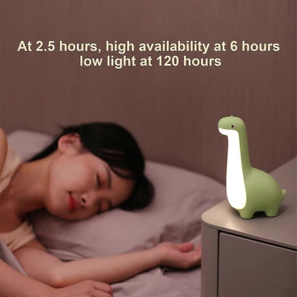 Sød dinosaur-natlampe USB LED-lampe til børn yellow