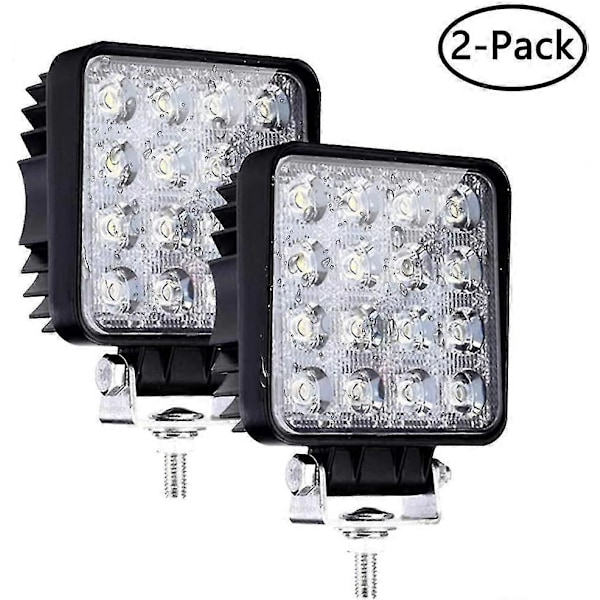 LED Arbeidslys, 2 stk 48W Flood LED Lysbar For Bil Traktor Offroad Lastebiler SUV ATV Båt 4 Tommer
