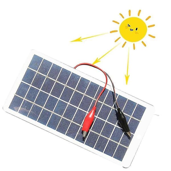 5W 12V Polysilisium Solcellepanel Utendørs Bærbart Vanntett Laderpanel med Klemmer Kan Lade 9-12V Batteri
