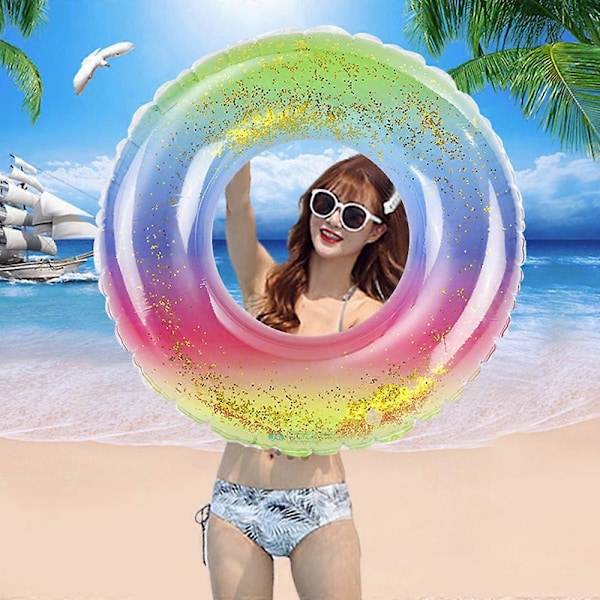 Sommar Pool Float med Färgglatt Glitter Vattenmunk Badleksaker för Vuxna