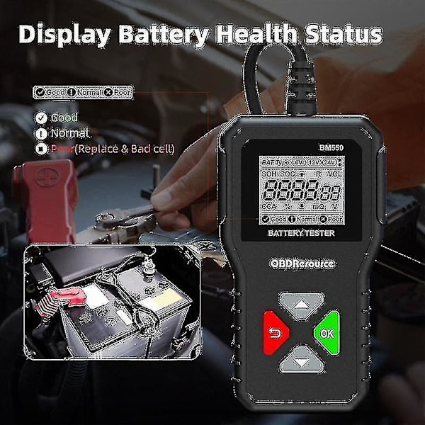 Bm550 Bilbatteritestare 6v 12v 24v 100-2000 2ah-220ah Batterisystem Detektera Auto Batterianalysator XXF