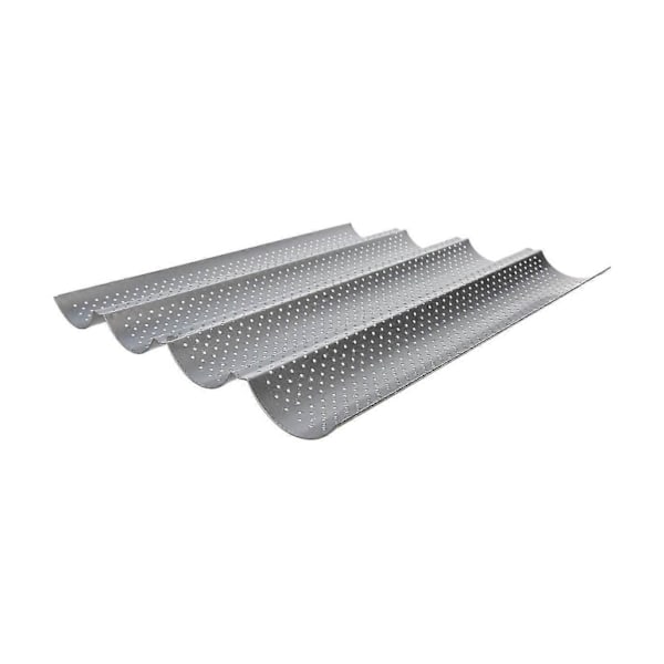Bagepladeform til 4 Baguettes - Non-stick - Perforeret Brødform - Vendbar til Småkager og Mandelplader