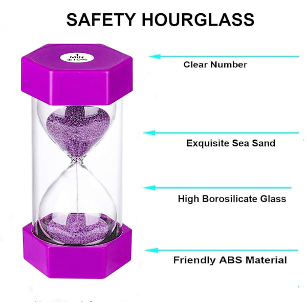 Timeglas Sand Timer 60 Minutter: Plastik Sandur, Kæmpe Blåt Sandur, Arena 60 min Lilla