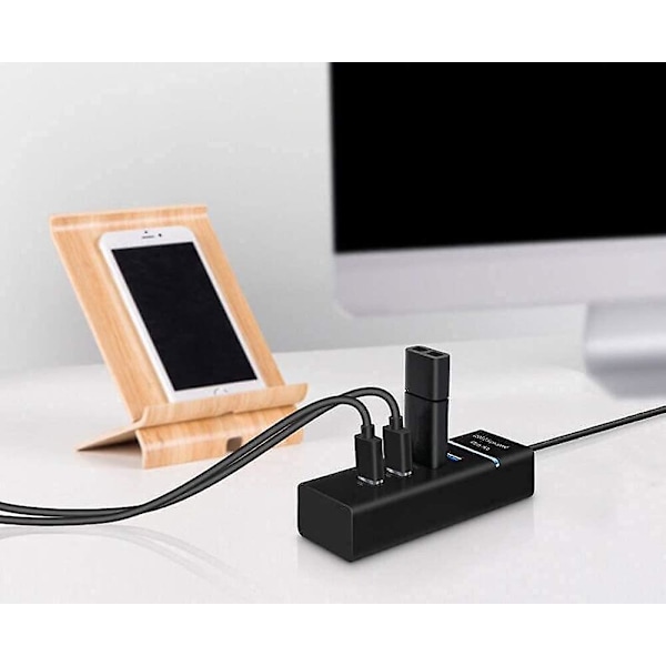 USB-keskitinsovitin, 4 porttia USB 3.0 -jakaja Datakeskitinsovitin Supernopea Yhteensopiva Windows XP/Vista/7/8/10 -käyttöjärjestelmille (0,3 m jatkojohto)