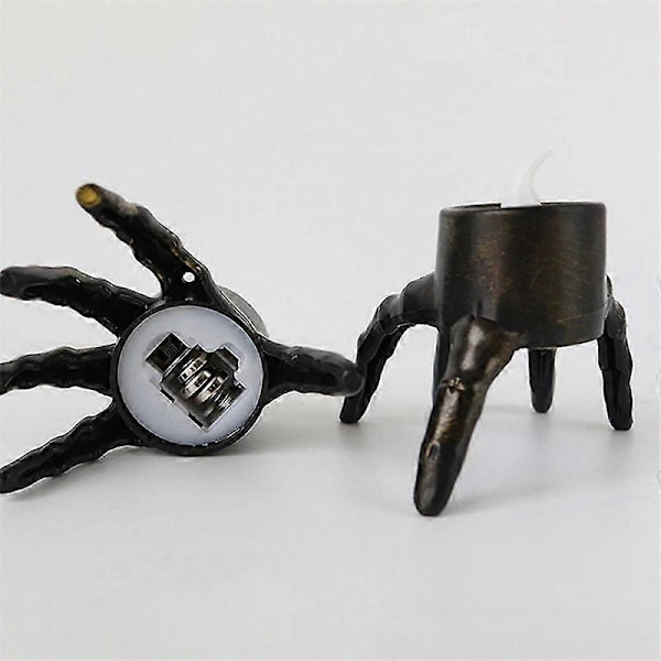 Halloween Skelett Handlampa, LED Elektronisk Ljusstake, Flamlös Ljusstake, Skräck Halloween Inredning B