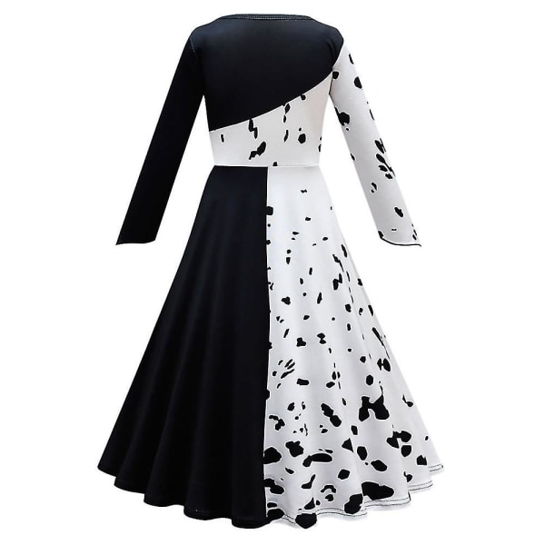 Barn Flickor Cruella De Vil Cosplay Kostym Halloween Carnival Dress White 140