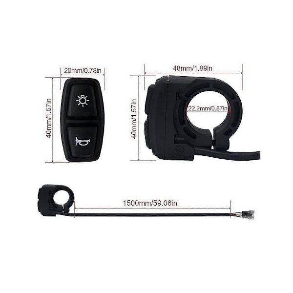 Ebike Bryter Dk226 Med Qd168 Frontlys Dr001 Baklys Varsellys Blinklys Horn Ebike Tilbehør