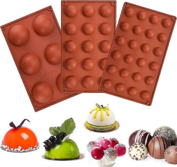 Bakform Halvsfär 3 Delar Rund Silikonform Pralinform Boll Flexibel Choklad