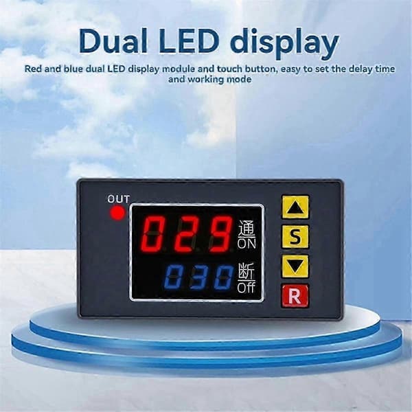 T3231 Programmerbar Tidskontrol DC 24V 480W Dobbelt LED Display Digitalt Relæ Tidsforsinkelsesafbryder