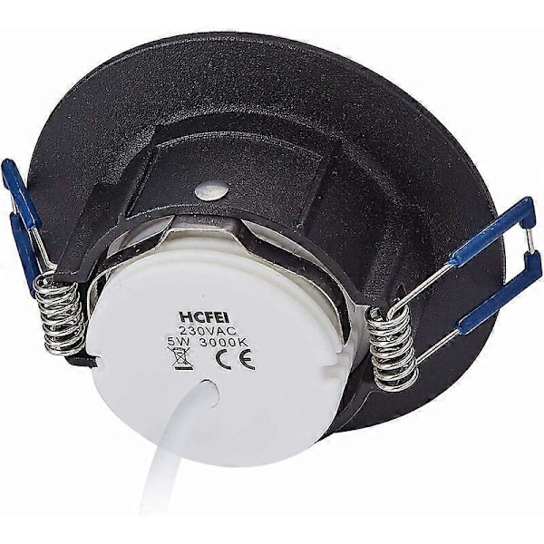Sæt med 6 LED forsænkede spotlights komplet sort rund med GU10 pærer varm hvid modul 3000K 5W 430lm svarende til 50W IP20 dæmpbar, forsænket spotlight 68m