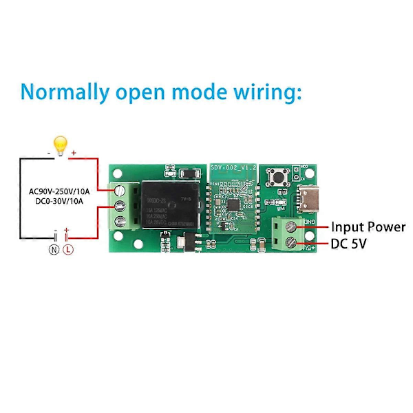 Ewelink Älykäs USB-C DC 5V DIY Yksikanavainen Bluetooth WIFI Inching Itselukittuva Langaton Älykoti