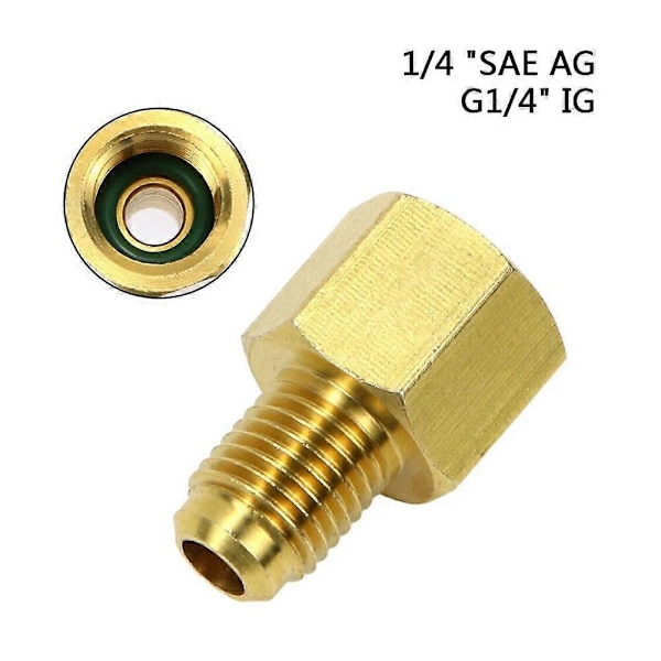 Holdbar Adapter 1/4 SAE AG X G 1/4 IG Til Kvælstof Trykreducer På Aircondition Slange Messing Korrosionsbestandig
