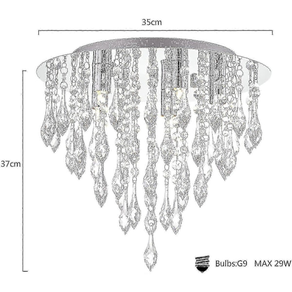 Lamper Moderne Krystall Lysekrone Flush Mount Taklampe Krystall Dråpeeffekt Rund Krom