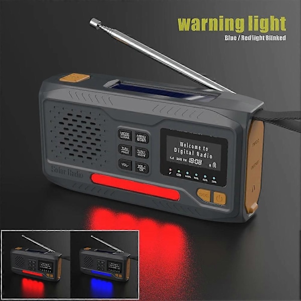 Solar Håndsveiv Nødradio 4 Måter Drevet for DAB/FM/Bluetooth-kompatibel Radio Leselampe 3
