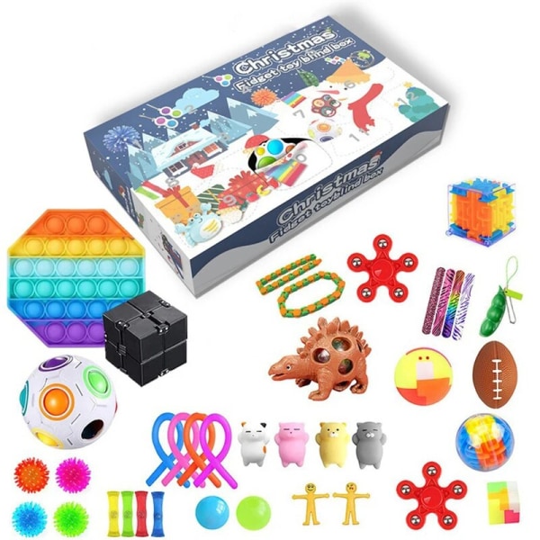 24 dagar/ set Fidget Toys Jul Adventskalenderpaket Anti Stress Toy Kit Stress Relief Figet Toy Blind Box Barn Julklapp style 8