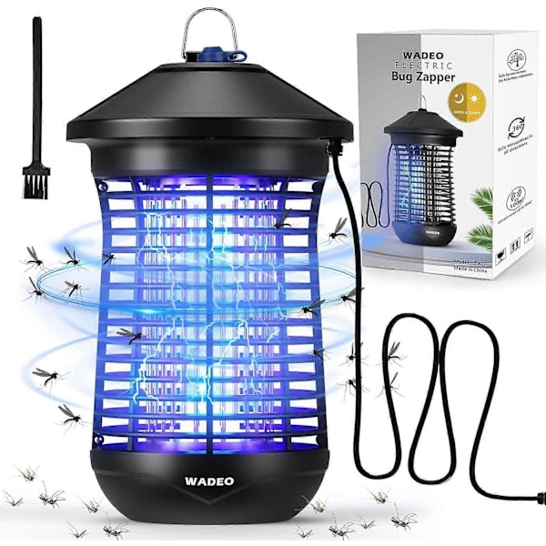 Myggdreperlampe med lyssensor, WADEO 4000V 20W UV Elektrisk Insektdreper Anti-insektmiddel, Effektiv rekkevidde 100 kvadratmeter, Egnet f