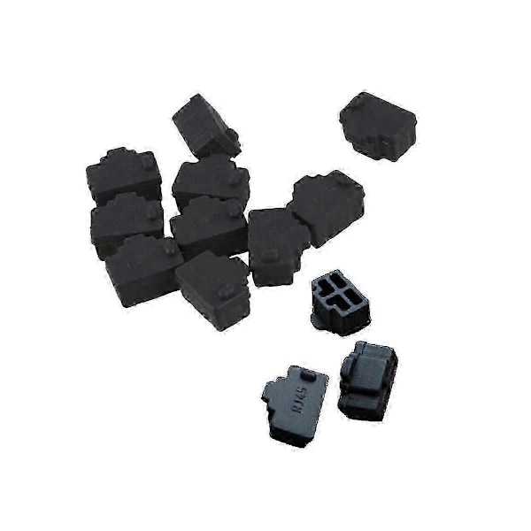 100 st Svarta Ethernet Hub Port RJ45 Dammskydd Lock Skyddsplugg RJ45 Gränssnitt Dammskydd för js