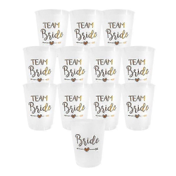 12 kpl Team Bride Muovimuki Polttareihin Kuultavat Mukit Set