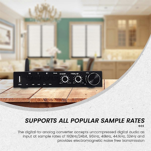 USB 192KHz DAC Digital til Analog Konverter med Hodetelefonforsterker Innebygd Bluetooth 5.0 Mottaker