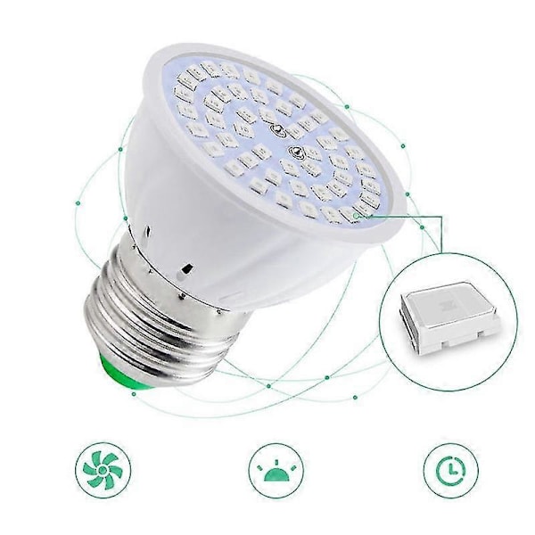 E27 80 Ledin Kasvilamppu Led Täyden Spektrin Kasvuvalo Siementaimille Kukka-Fytolamppu Sisähydroponiikkaan