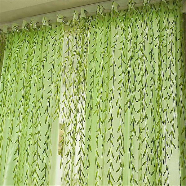 Willow Blade Øjet Gardiner Tyndt Gardiner Panel Tyl Voile Vindue Balkon Dør Gardiner til Soveværelse, Stue, Studieværelse og Boligindretning