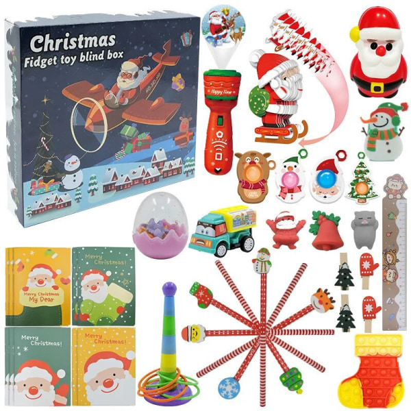 24 dagar/ set Fidget Toys Jul Adventskalenderpaket Anti Stress Toy Kit Stress Relief Figet Toy Blind Box Barn Julklapp style 19