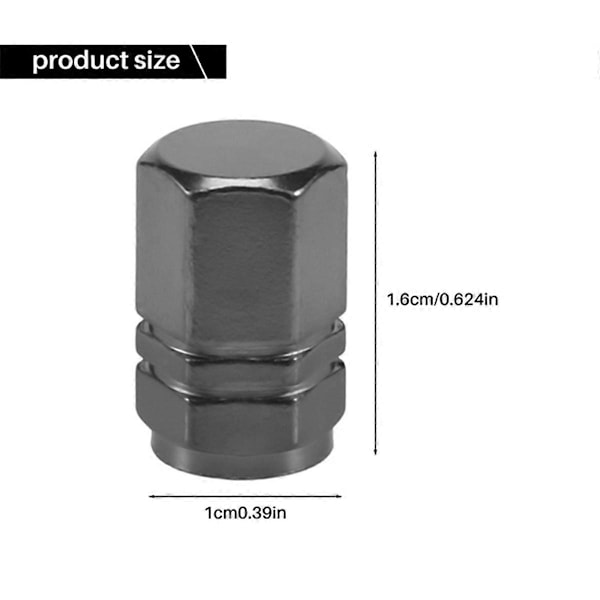64 st Däckventilkåpor Hjulventilkåpor Dammtäta Bilventilkåpor, Hexagonform Titan Grå