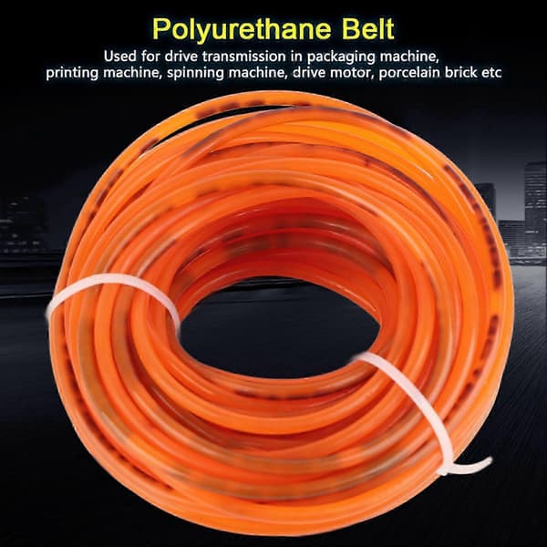 Orange Glat PU Polyurethan Rundrem til Drivtransmission (3mm*10m)