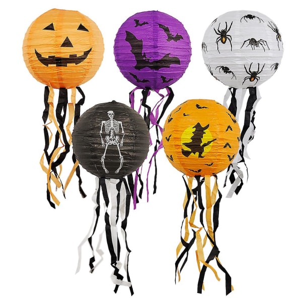 1/5 st Halloween papper lykta pumpa spöke halloween dörr tofsar lykta dekor för gör-det-själv halloween festdekorationer tillbehör hög kvalitet G-3pcs