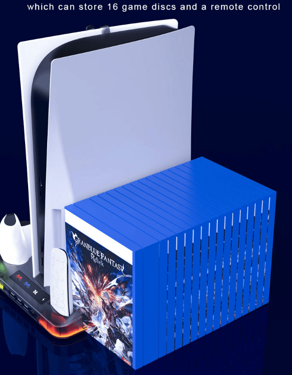 PS5 konsol kylbas förvaring spelskivor konsol handkontroll snabbladdningsbas White