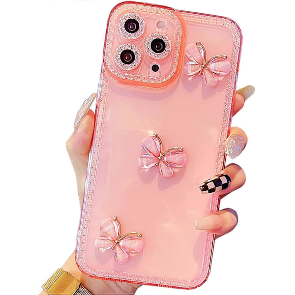 liangnv Skal för iPhone 11 Pro Max (6.5\" 2019), Sött 3D Fjäril Bling Glitter Klar Transparent Skal med Anti-Fall Linsskydd Glittrigt Mjukt TPU Skal