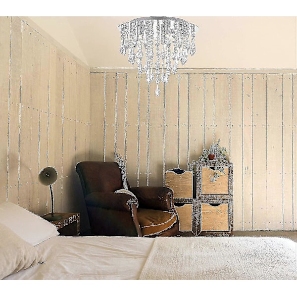 Lamper Moderne Krystall Lysekrone Flush Mount Taklampe Krystall Dråpeeffekt Rund Krom
